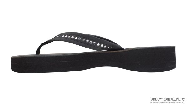 Four Layer Leather Wedge   3/4 Strap with Crystals