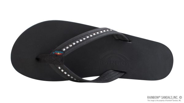 Four Layer Leather Wedge   3/4 Strap with Crystals