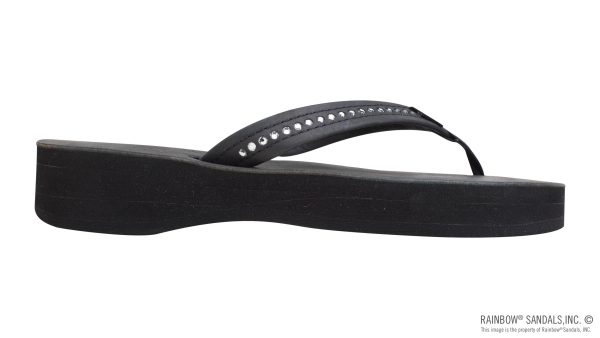 Four Layer Leather Wedge   3/4 Strap with Crystals