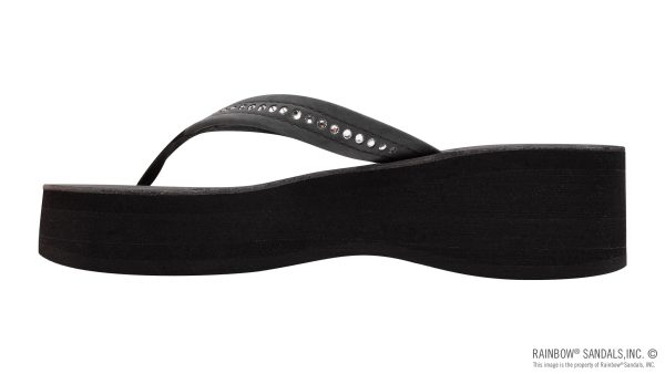 Six Layer Leather Wedge   3/4 Strap with Crystals