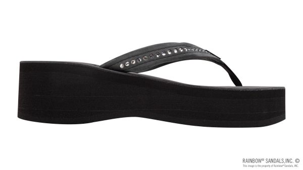 Six Layer Leather Wedge   3/4 Strap with Crystals
