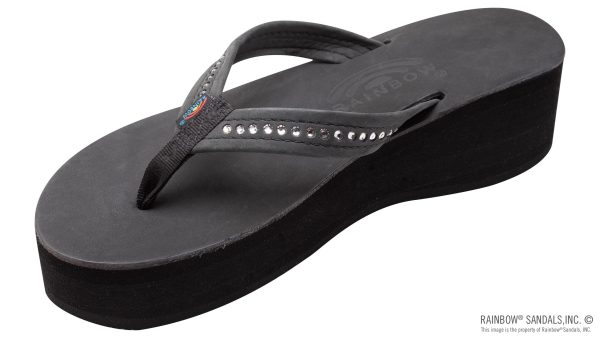 Six Layer Leather Wedge   3/4 Strap with Crystals