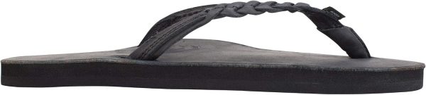 Rainbow Sandals Women's Flirty Braidy. Classic Black. Small / 5.5-6.5 | Classic Leather w/Single Braided Strap | Flats