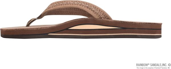 Rainbow Sandals The Willow - Double Layer Leather Dark Brown Sandal with Double Braided 3/4trap. Ladies. X-Large. 8.5-9.5 D(M) US | Flats