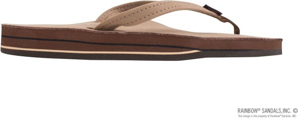 Rainbow Sandals Women's Double Layer Premier Leather Narrow Strap w/Arch. Dark Brown. Ladies Medium / 6.5-7.5 B(M) US | Flats