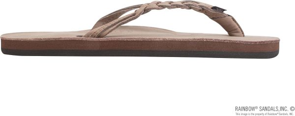 Rainbow Sandals Women's Flirty Braidy. Dark Brown. Medium / 6.5-7.5 | Premier Leather w/Single Braided Strap | Flats