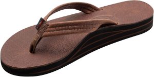 Rainbow Sandals Ladies Luxury Leather - Double Layer Arch Support with 3/4edium Straps. Oak. Ladies Large / 7.5-8.5 | Sandals