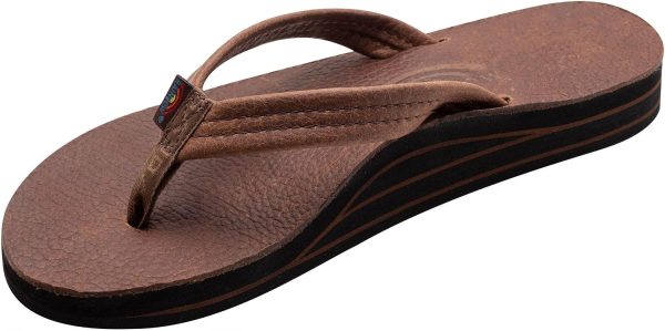 Rainbow Sandals Ladies Luxury Leather - Double Layer Arch Support with 3/4edium Straps. Oak. Ladies Large / 7.5-8.5 | Sandals