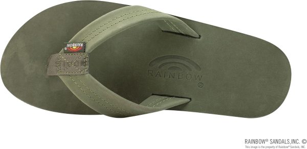 Rainbow Sandals Men's Single Layer Leather Sandal. Forest Green w/Fawn Midsole. Medium / 8.5-9.5 B(M) US | Sandals