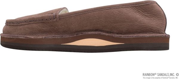 Rainbow Sandals Ladies' Comfort Classics Leather Loafer w/Fleece Lining. Expresso. Size 7 | Loafers & Slip-Ons
