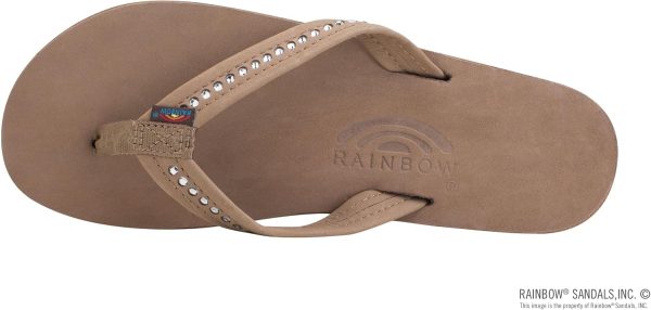Rainbow Sandals Women's Four Layer Leather Wedge -  3/4trap w/Swarovski Crystals (Ladies X-Large / 8.5-9.5 B(M) US. Dark Brown) | Platforms & Wedges