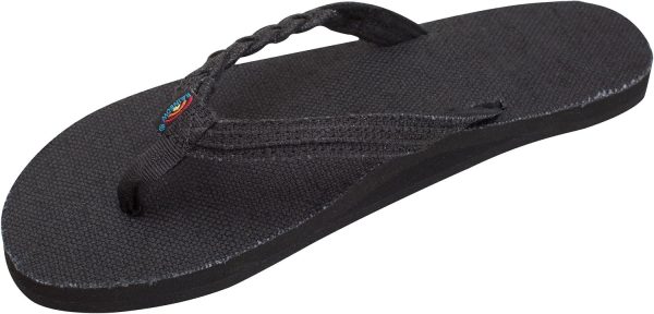 Rainbow Sandals Women's Single Layer Hemp Flirty Braidy. Black. Ladies Medium / 6.5-7.5 B(M) US | Flats