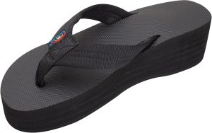 Rainbow Sandals Women's Six Layer Wedge Rubber 1VA Filled Nylon Strap. Rainbow/Black. Ladies Small / 5.5-6.5 B(M) US | Platforms & Wedges