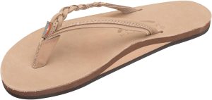 Rainbow Sandals Women's Flirty Braidy. Sierra Brown. Medium / 6.5-7.5 | Premier Leather w/Single Braided Strap | Flats
