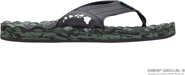 Rainbow Sandals Men's Rubber Single Layer Holoholo. Black Green. Men's 8 | Sandals