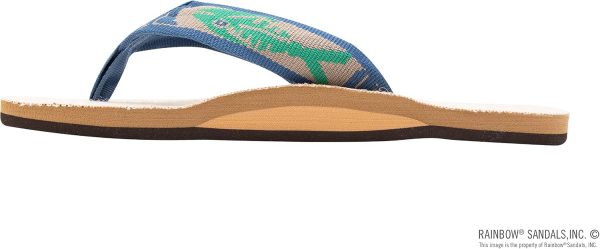 Rainbow Sandals Women's Single Layer Hemp w/Fish Strap. Natural/Light Green Fish/Cream. Ladies Small / 5.5-6.5 B(M) US | Flip-Flops