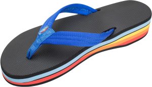 Rainbow Sandals Women's Four Layer Wedge Rubber w/EVA Filled 3/4ylon Strap. Blue/Rainbow. Ladies Medium / 6.5-7.5 B(M) US | Platforms & Wedges