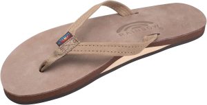 Rainbow Sandals Women's Single Layer Narrow Strap. Dark Brown. 7.5-8.5 | Premier Leather w/ Arch Support and a 1arrow Strap. Ladies Large | Flats
