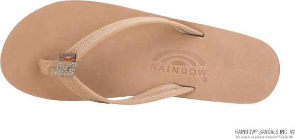 Rainbow Sandals Women's Single Layer Premier Leather w/Ocean Midsole/Narrow Strap Sandal. Sierra Brown/Ocean. Ladies Medium / 6.5-7.5 B(M) US | Flats
