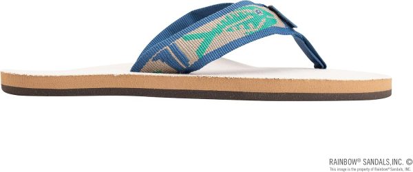 Rainbow Sandals Men's Hemp Single Layer Fish Strap With Arch. Natural/Light Green Fish/Cream. Men's Medium / 8.5-9.5 D(M) US | Sandals