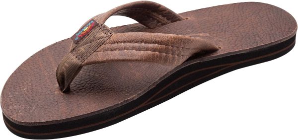 Rainbow Sandals Mens Luxury Leather - Single Layer Arch Support. Oak. Mens size S / 7.5-8.5 | Sandals