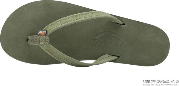 Rainbow Sandals Women's Double Layer Leather Sandal. Forest Green w/Fawn Midsole. Small / 5.5-6.5 B(M) US | Flats