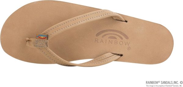 Rainbow Sandals Women's Double Layer Premier Leather Narrow Strap w/Arch. Sierra Brown. Ladies Small / 5.5-6.5 B(M) US | Flats
