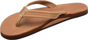 Rainbow Sandals Ladies Luxury Leather - Single Layer Arch Support with a  3/4edium Strap Buckskin. Ladies size M / 6.5-7.5 | Flats