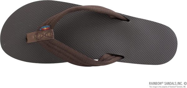 Rainbow Sandals Women's Single Layer Classic Rubber w/EVA filled Nylon Strap. Brown/Brown. Ladies X-Large / 8.5-9.5 B(M) US | Flip-Flops