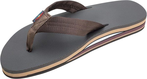 Rainbow Sandals Men's Double Layer Soft Top 1VA Rubber Filled w/Nylon Strap. Brown/Black Men's Medium / 8.5-9.5 B(M) US | Sandals