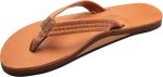 Rainbow Sandals Ladies Luxury Leather - Single Layer Arch Support with a 3/4edium Strap Tahitan Tan. Ladies size M / 6.5-7.5 | Flats
