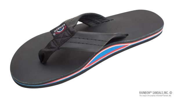 The Americana  Women's Single Layer Classic Leather Red White & Blue Mid Sole with a 1 Strap