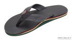 The Rastafarian Single Layer Classic Black Leather with Rasta Mid Sole and 1 Strap